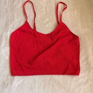 Red Ribbed Women's Crop Too